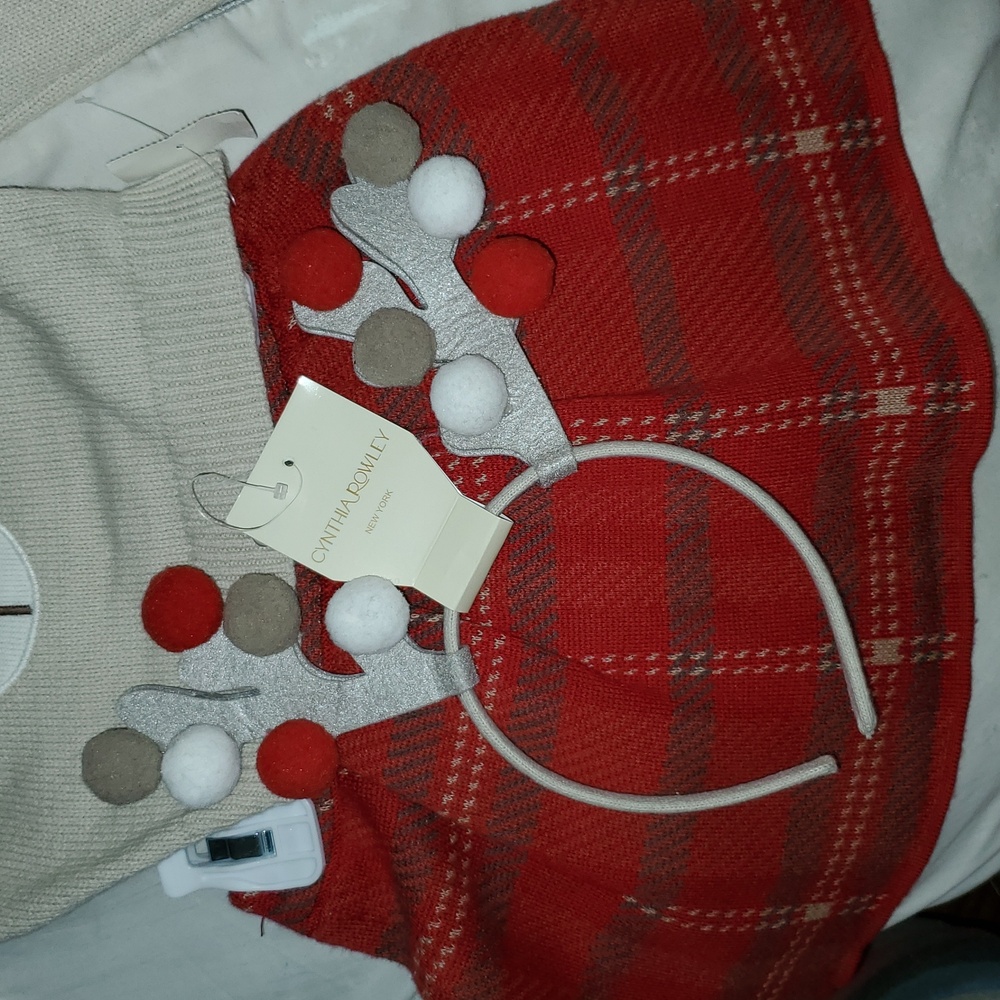 New Cynthia Rowley Embroidered Reindeer Sweater Matching Skirt & Headband Set 2T - Picture 11 of 17